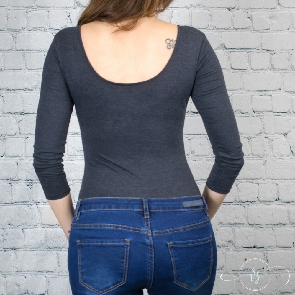 Last one❗Charcoal 3/4 Sleeve Body Suit - Picture 3 of 5